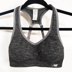 New Balance Womens Racerback Sports Bra Heather Space Grey Size Small Activewear